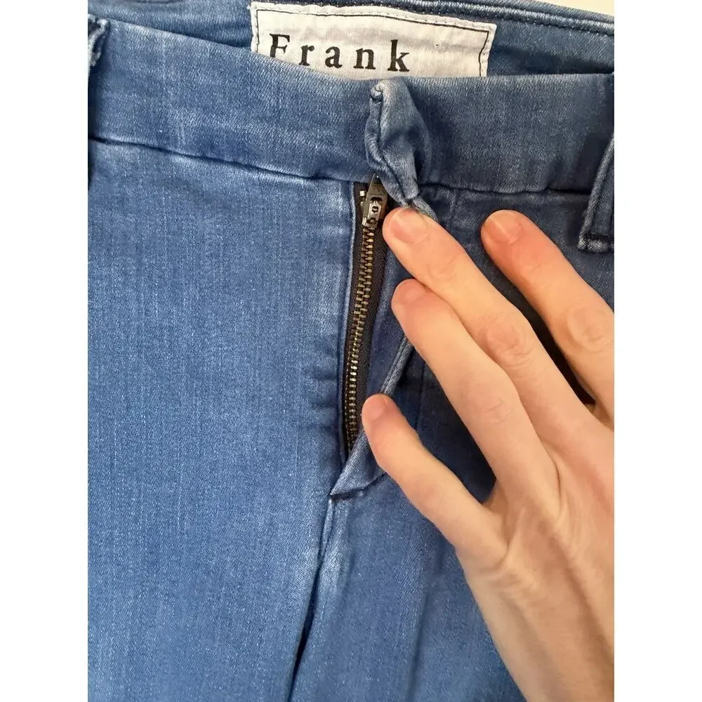 Frank & Eileen Wicklow Blue Denim Italian Chino Crop Raw Hem Mid-Rise Size 4